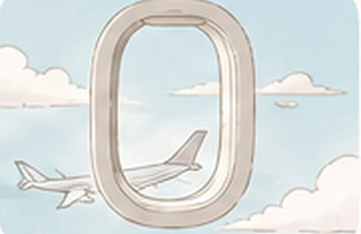 マレーシア旅行の通信準備をイメージした飛行機の窓のイラスト